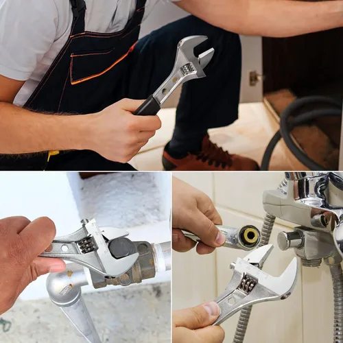 Vista 5 de Jetech Llave ajustable de 8 pulgadas con mango de agarre suave, llave de palanca de cambios profesional, apertura de gran calibre, acero al cromo