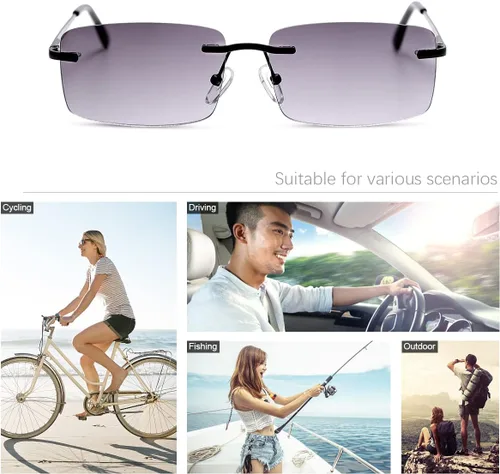 Vista 6 de YIMI Anteojos de lectura completos sin montura con protección UV, bisagra de resorte, lentes de sol anti luz azul, para hombres y mujeres, sin