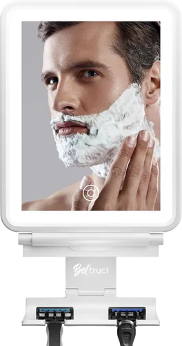 Vista 9 de Espejo de tocador con luces Espejo de ducha sin niebla Espejo de afeitar ligero de 3 luces con una escobilla de goma Espejo de pared LED a