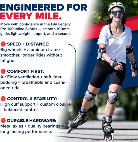 Vista 3 de FILA Legacy Pro 100 Inline Speed Skates for Women Precision, Performance, and Stability for Training in Outdoor and Indoor Rinks