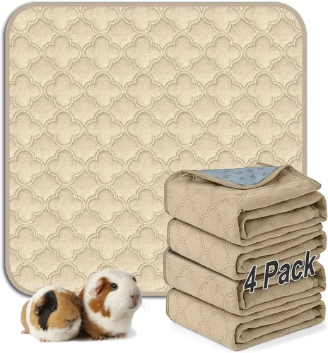 Vista 44 de FunFurry Forro lavable para jaula de conejillo de indias, paquete de 4 almohadillas reutilizables y lavables, ropa de cama impermeable para Azul