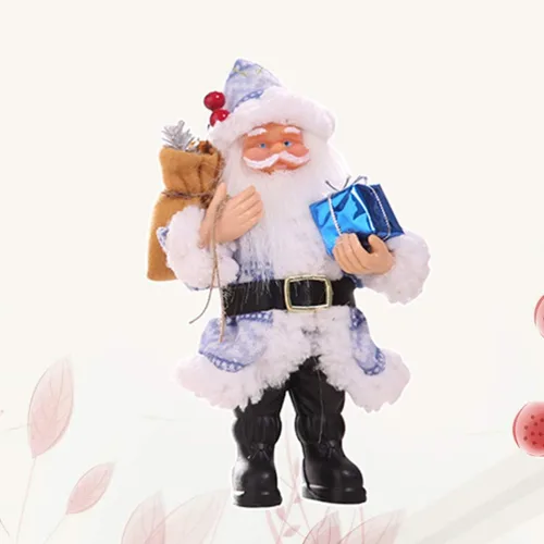 Vista 3 de PRETYZOOM Figura de Papá Noel de resina azul Santa escultura de pie de vacaciones figura de Santa Claus sosteniendo regalos decoración de mesa