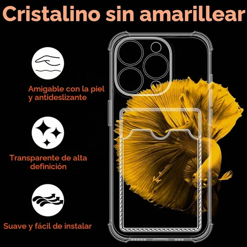 Vista 2 de Funda compatible con iPhone 13 con tarjetero, funda tipo cartera, transparente, delgada, suave, protectora a prueba de golpes, antiarañazos, funda