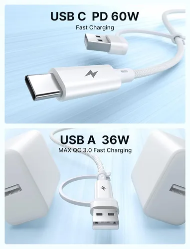 Vista 6 de JSAUX Cable de carga y auriculares USB C a 0.138 in, conector USB C a audio auxiliar 2 en 1 con PD de 60 W de carga rápida compatible con iPhone 15