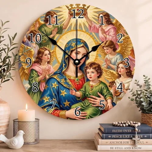 Vista 92 de Reloj de pared con versículo bíblico, con cita religiosa, reloj de madera, texto inspirador cristiano, reloj de madera rústico personalizado
