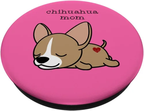 Vista 2 de Chihuahua Mom Funny Dog Mobile Accessory Gift Pink - PopSockets Grip and Stand for Phones and Tablets, Negro