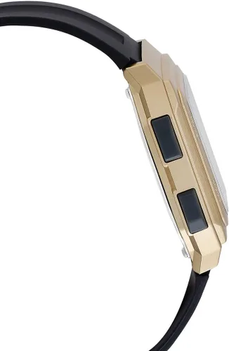 Vista 3 de Casio F-201WAM-9A banda de resina oro reloj digital LED luz impermeable F-201, Oro, Digital