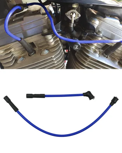 Vista 6 de Cable de Bujía de 10mm para Harley Davidson Sportster 883 1200 XL 1986-2003, 2104-0143 - Azul Silicona Replace 2104-0143, 1986-2003, Blue Silicone