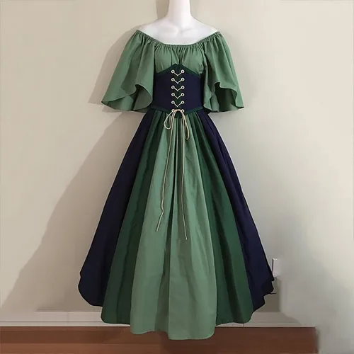 Vista 3 de WKSCLPAI Vestido renacentista para mujer, talla grande, vestido victoriano, vestido gótico medieval, disfraces de Halloween para mujer