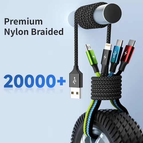 Vista 9 de Travel Essentials - Cable de carga múltiple [2 unidades de 5 pies], accesorios de automóvil, cables de carga 4 en 1, cable USB, cargador de teléfono