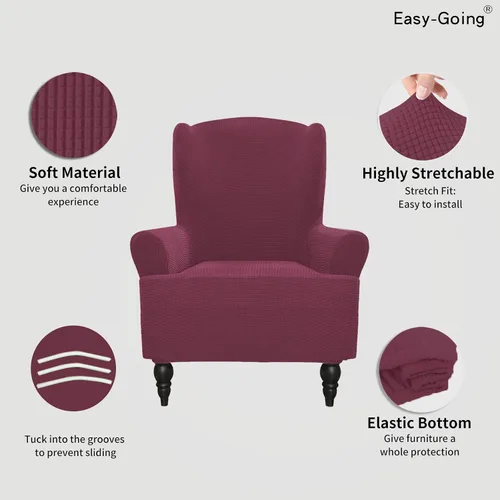 Vista 3 de Easy-Going Funda elástica para sofá de 1 pieza, protector de muebles, suave con parte inferior elástica, poliéster, elastano, tela jacquard a