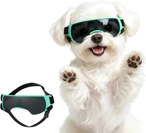 Vista 11 de ENJOYING Lentes de sol para perros de razas pequeñas, antirayos UV para perros pequeños, resistentes al viento, protección ocular de perro