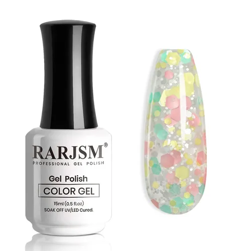 Vista 21 de RARJSM Esmalte de uñas de gel con purpurina de nieve, diamante brillante, gel de uñas de color blanco lechoso con pigmentos plateados y brillantes