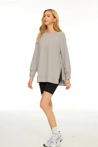 Vista 3 de EFAN Sudaderas de gran tamaño para mujer, manga larga, cuello redondo, sudaderas casuales con capucha 2024, ropa de moda de otoño