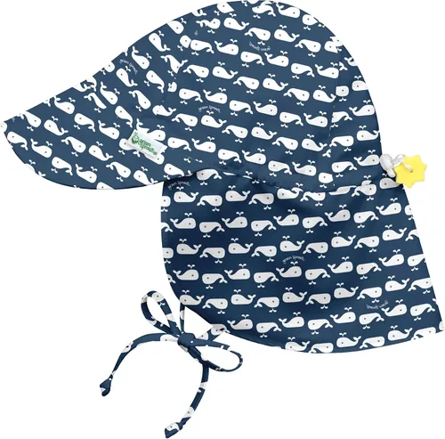 Vista 9 de Sombrero I play by Green Sprouts, de solapa, protección solar UPF 50+ para cabeza, cuello y ojos, para bebé Helechos Verde Oscuro