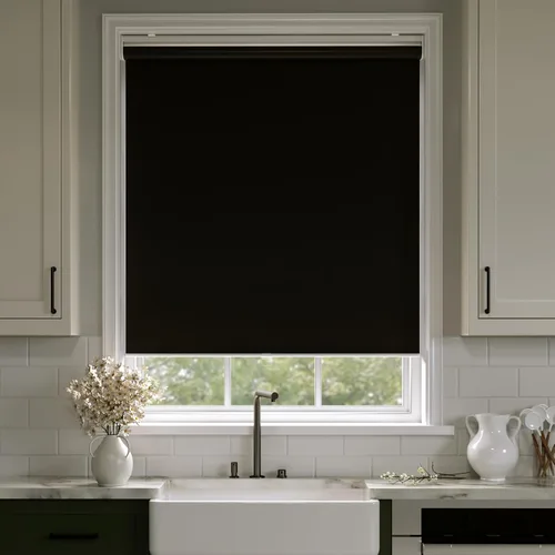 Vista 27 de Persianas enrollables opacas sin cordón para oscurecer la habitación, con sistema de resorte, protección UV, persianas de puerta, para hogar y Negro