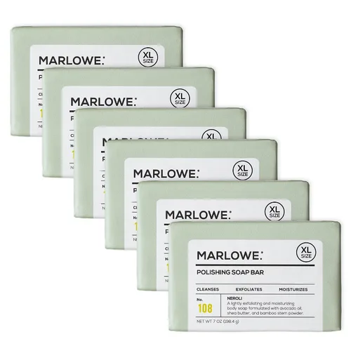 Vista 12 de Marlowe. Barra de jabón facial y corporal de carbón No.106 Charcoal soap bar detoxifies and deeply cleanses while leaving skin smooth and