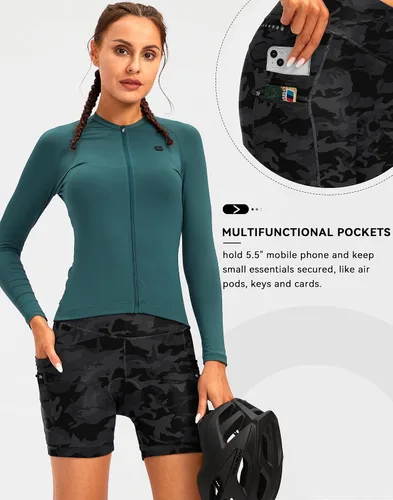 Vista 4 de Pantalones cortos de ciclismo acolchados 4D para mujer, 57 pulgadas, ropa interior de ciclismo, ciclismo de carretera, pantalones cortos para mujer