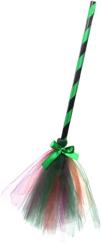 Vista 6 de IMEKIS Girls Witch Halloween Costume Princess Tutu Dress up with Broom Cape Cosplay Party Photo Shoot Outfit for Kids 2-12T