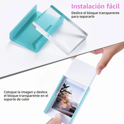 Vista 6 de Instax Mini marcos de fotos acrílicos, marco Polaroid de 2 x 3 para impresora Instax Mini EVO/LiPlay/Link y película de cámaras, bonito marco