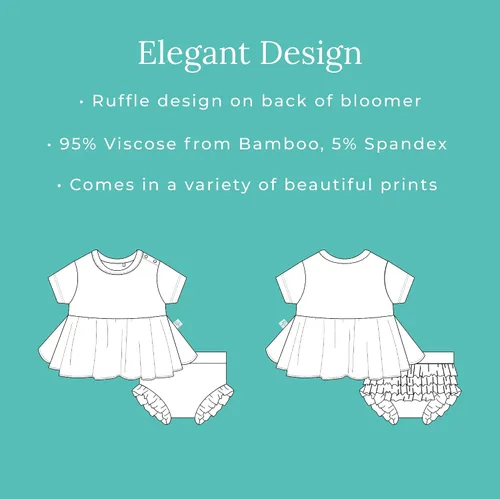 Vista 5 de Posh Peanut Conjunto básico de peplum y camiseta Bloomer de manga corta - Conjunto de coñete con volantes - Viscosa suave de bambú