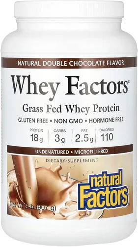 Vista 15 de Natural Factors Whey Factors, Grass Fed Whey Protein Concentrate, Aids Muscle Development and Immune Health, Double Chocolate, 2 lb