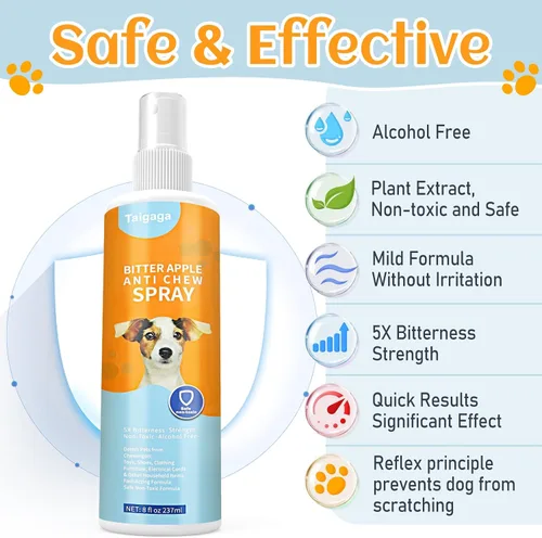 Vista 4 de Spray sin masticar para perros, spray de manzana amarga para perros a masticar lejos, ayuda para el comportamiento de entrenamiento de gatos