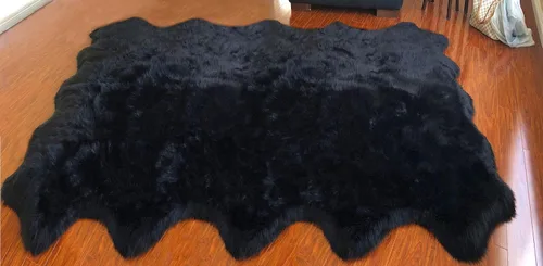 Vista 84 de LAMBZY Alfombra de piel de oveja auténtica, parte inferior gruesa y fuerte, fácilmente lavable, resistente a las manchas, perfecta para sala