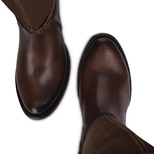 Vista 7 de Cuadra Botas altas para mujer en piel auténtica con cremallera marrón