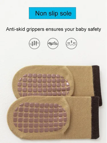 Vista 3 de Calcetines antideslizantes para bebés y niños pequeños con empuñaduras, calcetines de dibujos animados para niñas y niños recién nacidos, 5 pares