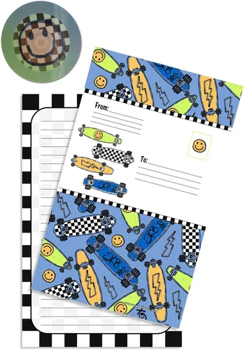 Vista 3 de iscream Paquete de 8 tarjetas de notas plegables listas para enviar - Hierro de rejilla 8 Pack, Fun Print, Large Format 8.7" x 5.4" Cards, Sturdy