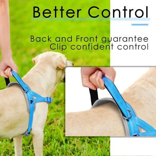 Vista 6 de ADVENTUREMORE Arnés para perro pequeño sin tirones con etiqueta de código QR, chaleco reflectante, asa de clip frontal para entrenar caminando