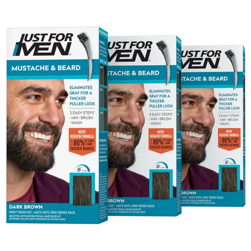Vista 27 de Just For Men - Tinte para bigote y barba, tinte para barba para hombres con cepillo, incluye queratina, biotina, aloe vera y aceite de coco
