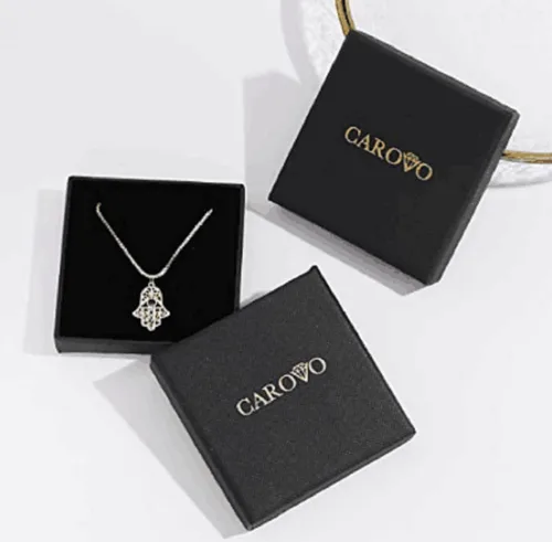 Vista 9 de CAROVO Gargantilla para mujer, delicado collar chapado en oro de 14 quilates, con lentejuelas y puntos brillantes, caja de clip satélite, collares