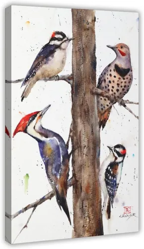 Vista 9 de Póster artístico de Dean Crouser 16 pinturas de acuarela de la familia de colibríes sobre lienzo, póster para decoración de dormitorio, paisaje