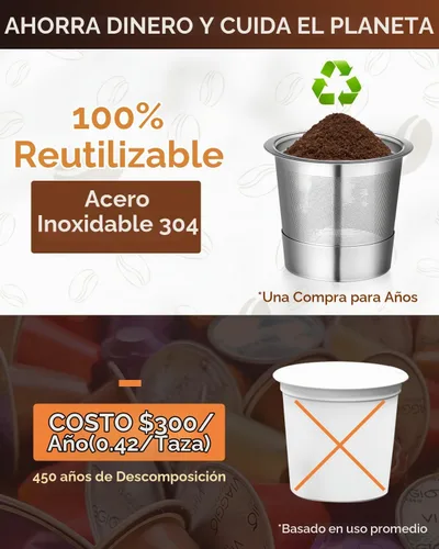 Vista 3 de Paquete de 2 tazas K reutilizables para Keurig 1.0 – Cápsulas de café reutilizables de acero inoxidable K Cup con cuchara de metal, cepillo y 4