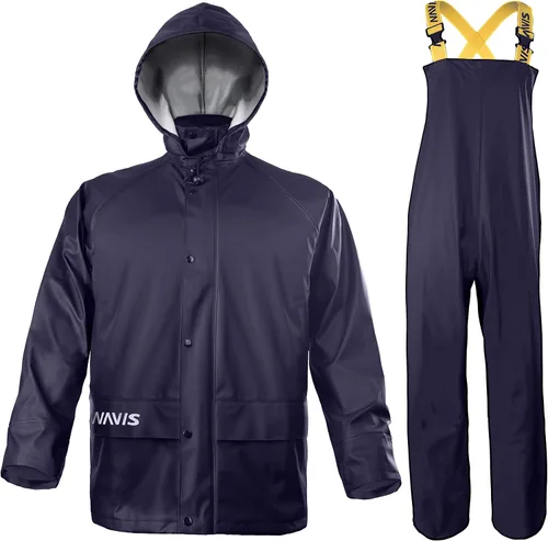 Vista 3 de NAVIS MARINE Rain Suit for Men Heavy Duty Workwear Waterproof Jacket with Bib Pants 3 Pieces
