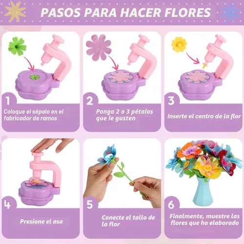 Vista 5 de DAISRED Kits de manualidades de flores, juguetes para niños, artes y manualidades para niñas de 4 a 6 a 8 años, kit de fabricación de flores