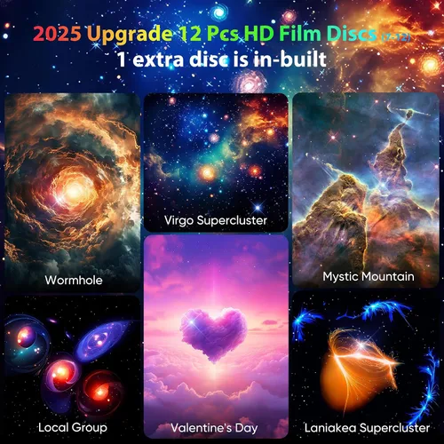 Vista 4 de Proyector Galaxy para dormitorio versión Pro, proyector de estrella de disco de película mejorado para niños, proyector de planetario 12 en 1
