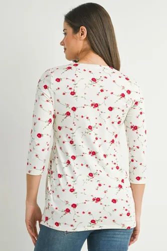 Vista 64 de LaClef - Blusa de maternidad para mujer, cuello redondo, manga 3/4, plisada al frente, estilo peplum