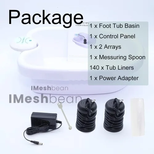 Vista 6 de iMeshbean® Máquina de baño de pies de desintoxicación iónica iónica, máquina de desintoxicación de pies con bañera, 2 matrices, 140 revestimientos