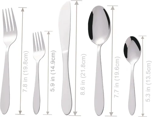 Vista 4 de Bon Elegance - Juego de cubiertos de acero inoxidable de 40 piezas, incluye cuchillo, tenedor/cuchara, apto para lavavajillas, servicio para 8