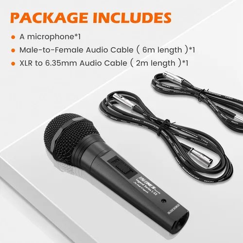 Vista 7 de talomen Micrófono con cable para cantar, hembra de metal, interruptor de encendido/apagado, micrófono dinámico vocal profesional con cable de audio