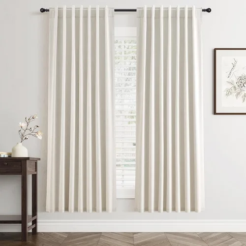 Vista 34 de Jowels - Cortinas opacas con pestaña trasera color beige cálido de 84 pulgadas de largo, 2 paneles para sala de estar y dormitorio, color beige