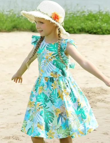 Vista 317 de Vestido de verano para niña, de algodón, con diseño floral