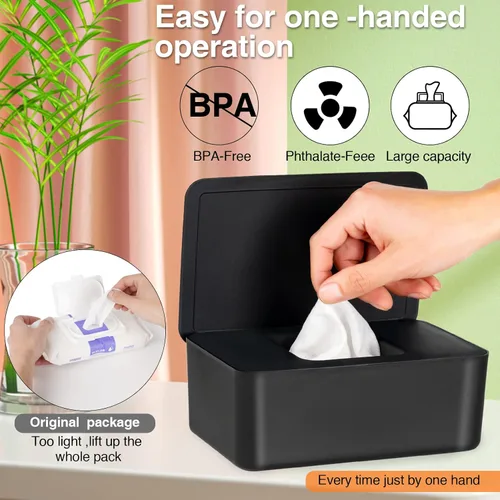 Vista 4 de Dispensador de toallitas para bebés, soporte para toallitas para bebés y adultos, mantiene el tejido húmedo fresco, funda de toallitas
