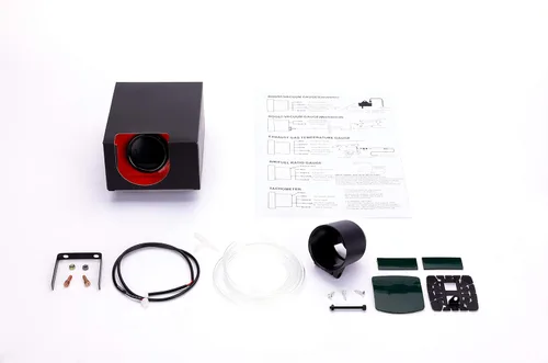 Vista 6 de Kit de medidor de aumento de turbo YONEDA, vacío 30 PSI, 7 colores tintados - Incluye manguera mecánica y conexión en T - Dial negro - para auto