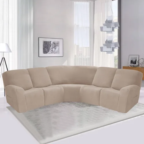 Vista 9 de ele ELEOPTION Funda reclinable seccional, fundas elásticas de terciopelo para sofá reclinable de 5 asientos, 7 piezas en forma de L, protector