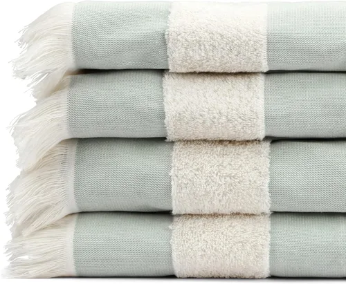 Vista 15 de Toalla de playa turca ligera, 100% algodón BCI, flecos crudos sin blanquear, certificado Oeko-TEX, absorbente, respetuosa con el medio ambiente, 36
