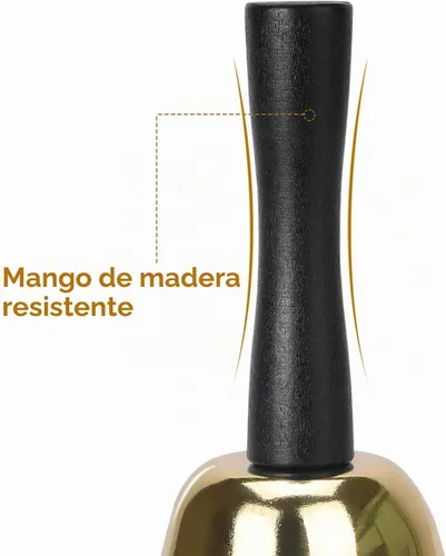 Vista 5 de MROCO Campana de mano dorada, campana de llamada de acero para aula y Dorado